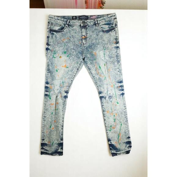 Damatti Paint Splatter Acid Wash Jeans – Size W40 - Picture 1 of 5